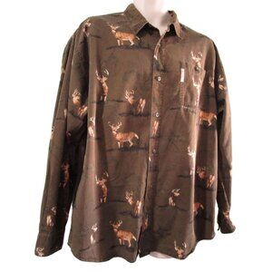 Columbia Mens River Lodge Deer Buck Print Button Up Long Sleeve Shirt XL GUC
